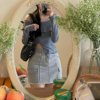 Cool Kitsch Cargo Cut Cotton Skirt in