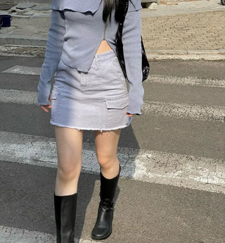 Cool Kitsch Cargo Cut Cotton Skirt in