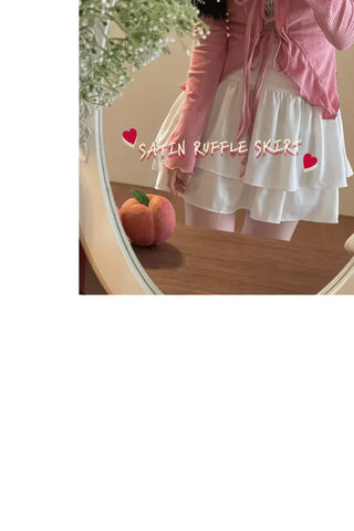 Line Cancan satin ruffle back banding skirt pants