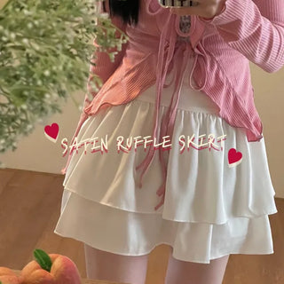 Line Cancan satin ruffle back banding skirt pants