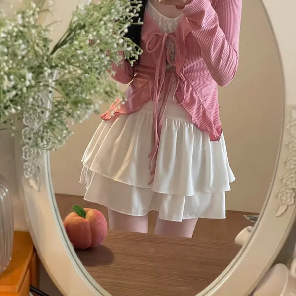 Line Cancan satin ruffle back banding skirt pants