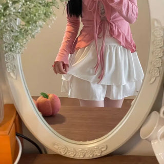 Line Cancan satin ruffle back banding skirt pants