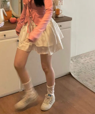 Line Cancan satin ruffle back banding skirt pants