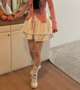 Line Cancan satin ruffle back banding skirt pants