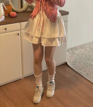 Line Cancan satin ruffle back banding skirt pants