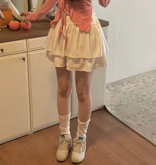 Line Cancan satin ruffle back banding skirt pants