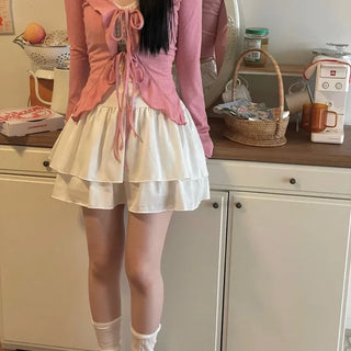 Line Cancan satin ruffle back banding skirt pants