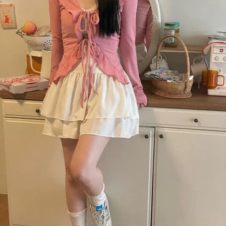 Line Cancan satin ruffle back banding skirt pants