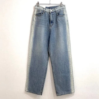 Roti Side Sand Washed Loose Wide Denim Long Pants