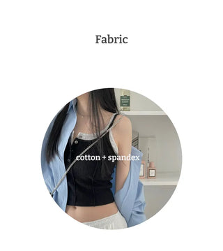 pin tuck cut bone t-shirt button sleeveless nasi