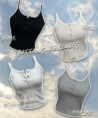 pin tuck cut bone t-shirt button sleeveless nasi