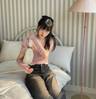 Leki Sand Washed Loose Denim Wide Pants