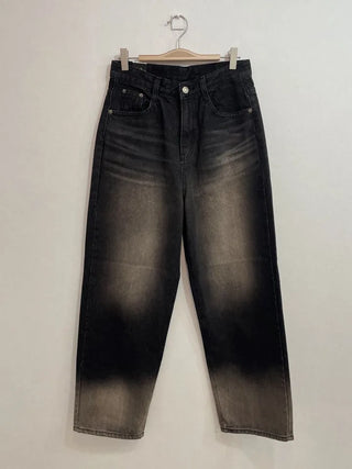 Leki Sand Washed Loose Denim Wide Pants