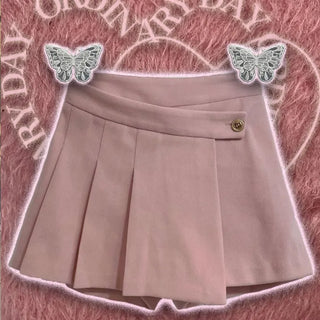 Dylan Pleated Button Wrap Back Banding Skirt Pants