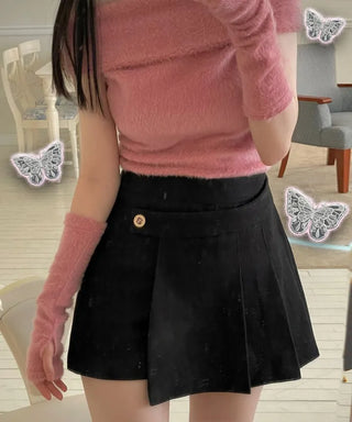 Dylan Pleated Button Wrap Back Banding Skirt Pants