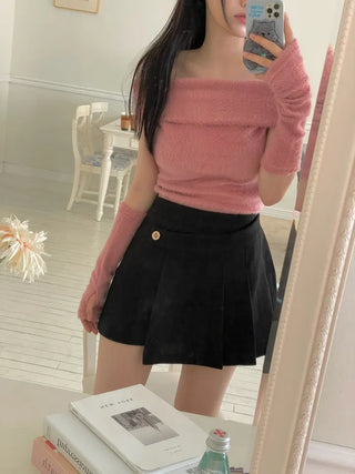 Dylan Pleated Button Wrap Back Banding Skirt Pants