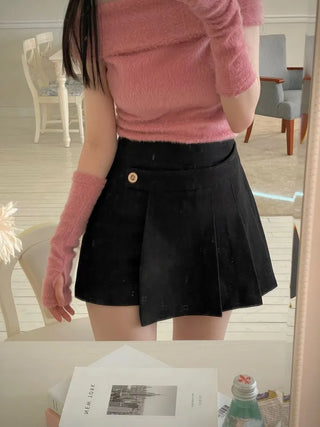 Dylan Pleated Button Wrap Back Banding Skirt Pants