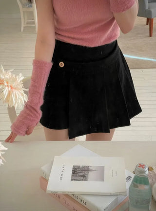 Dylan Pleated Button Wrap Back Banding Skirt Pants