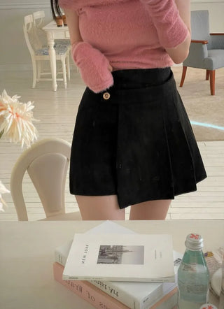 Dylan Pleated Button Wrap Back Banding Skirt Pants