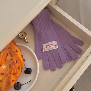 Colorful lettering patch touch gloves