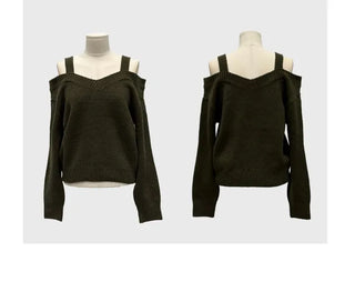 Delua off-shoulder strap long-sleeved knit