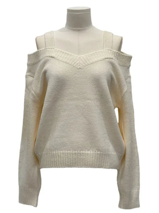 Delua off-shoulder strap long-sleeved knit