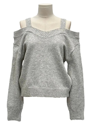 Delua off-shoulder strap long-sleeved knit