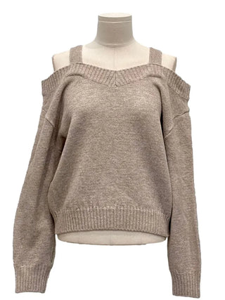 Delua off-shoulder strap long-sleeved knit
