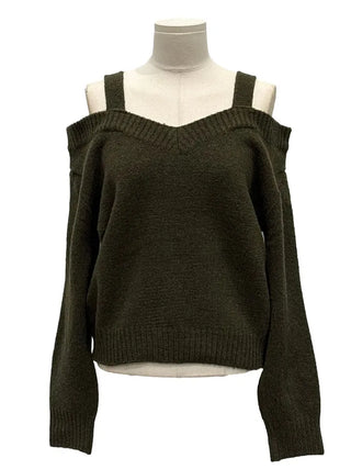 Delua off-shoulder strap long-sleeved knit