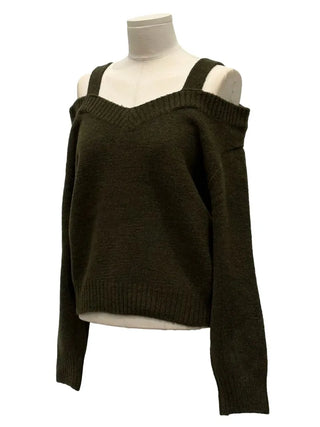 Delua off-shoulder strap long-sleeved knit