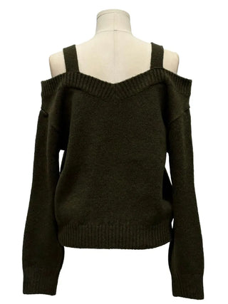 Delua off-shoulder strap long-sleeved knit