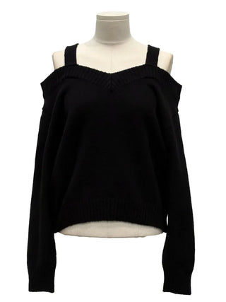 Delua off-shoulder strap long-sleeved knit