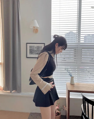 cotton lettering cuffs rolled crop shirt