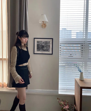 cotton lettering cuffs rolled crop shirt