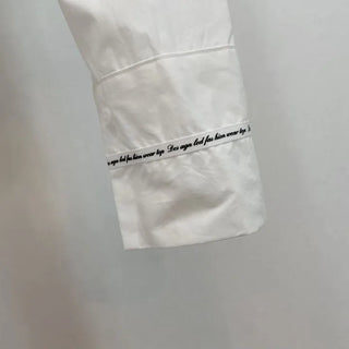 cotton lettering cuffs rolled crop shirt