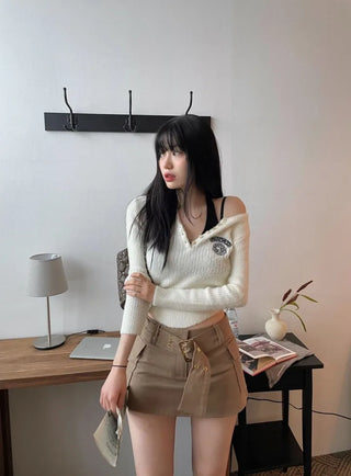 Bedi Embroidered Fluffy Button-Up Knit