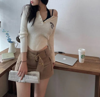 Bedi Embroidered Fluffy Button-Up Knit