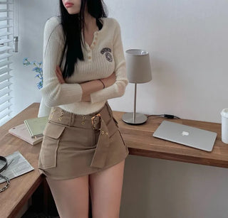 Bedi Embroidered Fluffy Button-Up Knit