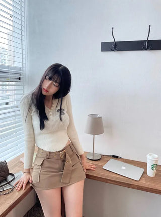 Bedi Embroidered Fluffy Button-Up Knit