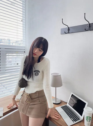 Bedi Embroidered Fluffy Button-Up Knit