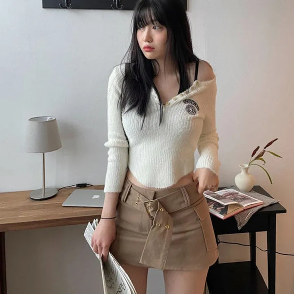 Bedi Embroidered Fluffy Button-Up Knit