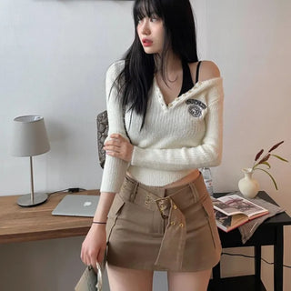 Bedi Embroidered Fluffy Button-Up Knit