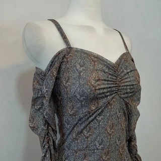 tube ethnic flare shirring off-shoulder mini dress