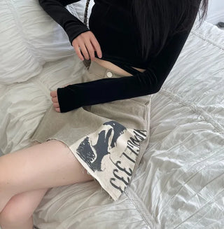 Velour X-string Ribbon Strap Warmer Long Sleeve Crop Top