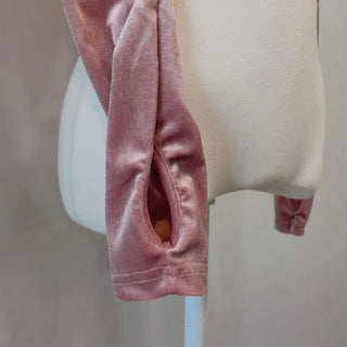 Velour X-string Ribbon Strap Warmer Long Sleeve Crop Top