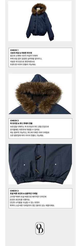 Norwegian Tteokbokki two-way fur trimmed toggle hooded padding