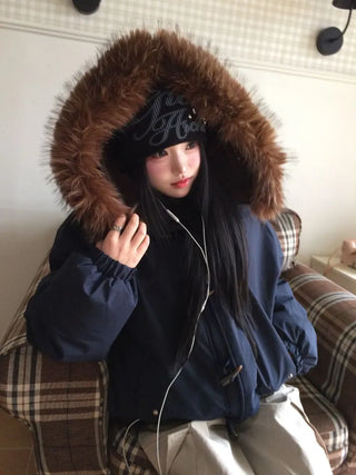 Norwegian Tteokbokki two-way fur trimmed toggle hooded padding