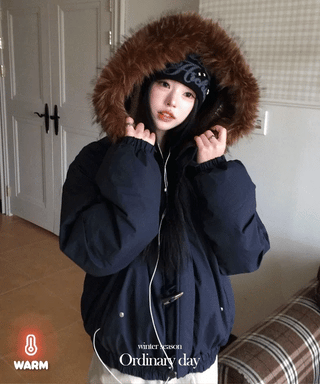 Norwegian Tteokbokki two-way fur trimmed toggle hooded padding