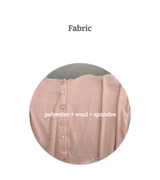Fogni Wool Roll Button Long Sleeve Slim Cardigan