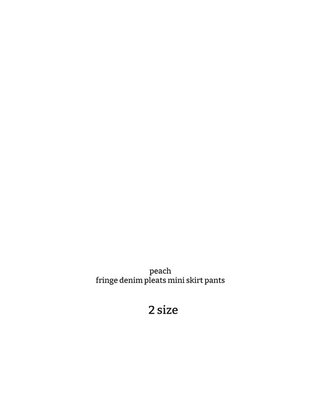 Peach Fringe Denim Pleated Mini Skirt
